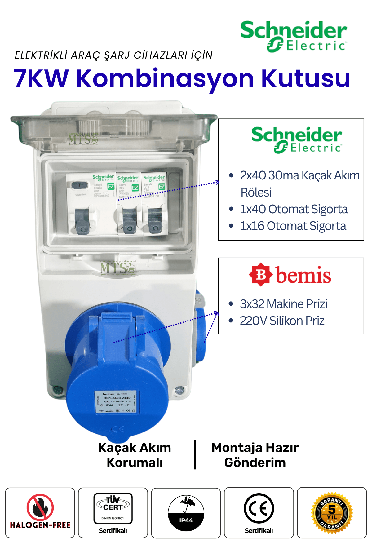 7KW Schneider Röleli 3 7KW Schneider Kombinasyon Kutusu