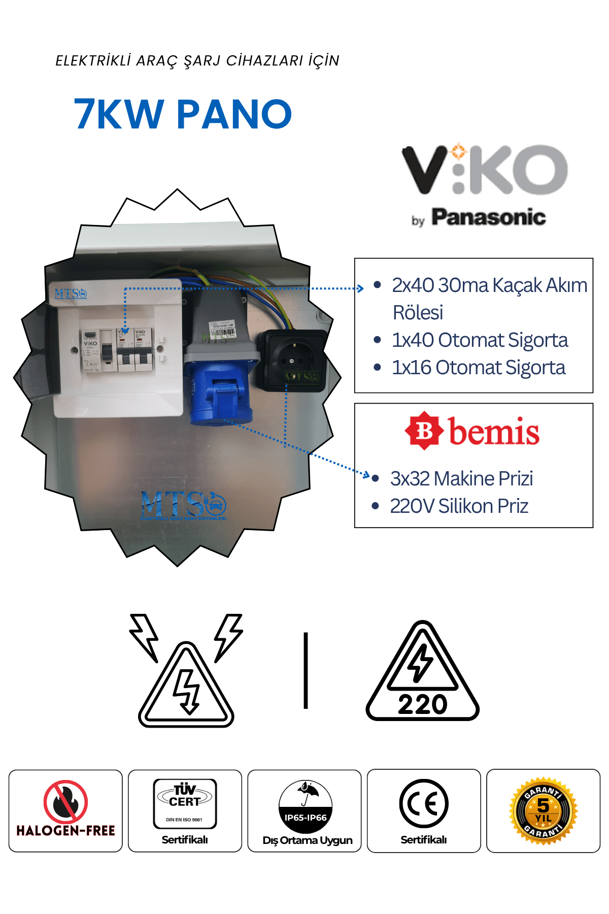 7KW Viko Pano 4 Tesla şarj aleti için kombinasyon panosu