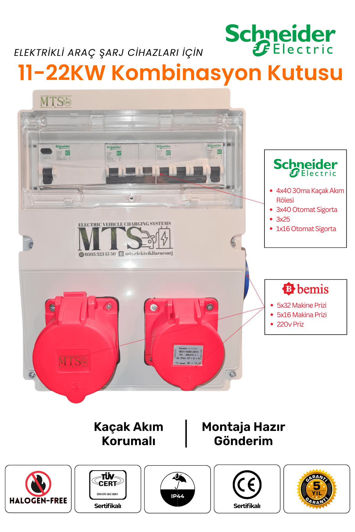 11-22KW Röleli Kombinasyon Schneider 3 2'li Schneider Kombinasyon Kutusu 11Kw-22Kw