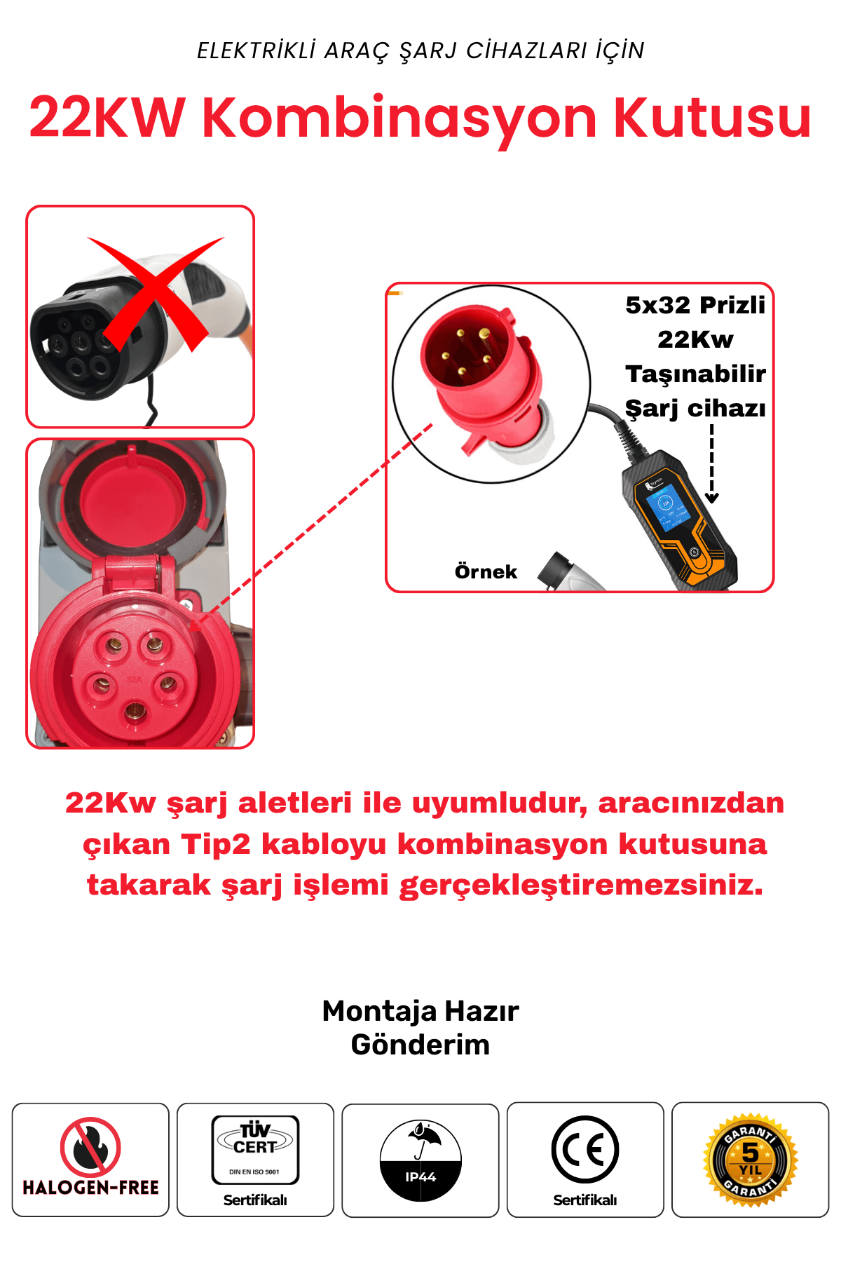 22KW Rölesiz Yanprizli Kombinasyon Schneider 4 22KW Viko Kombinasyon Kutusu
