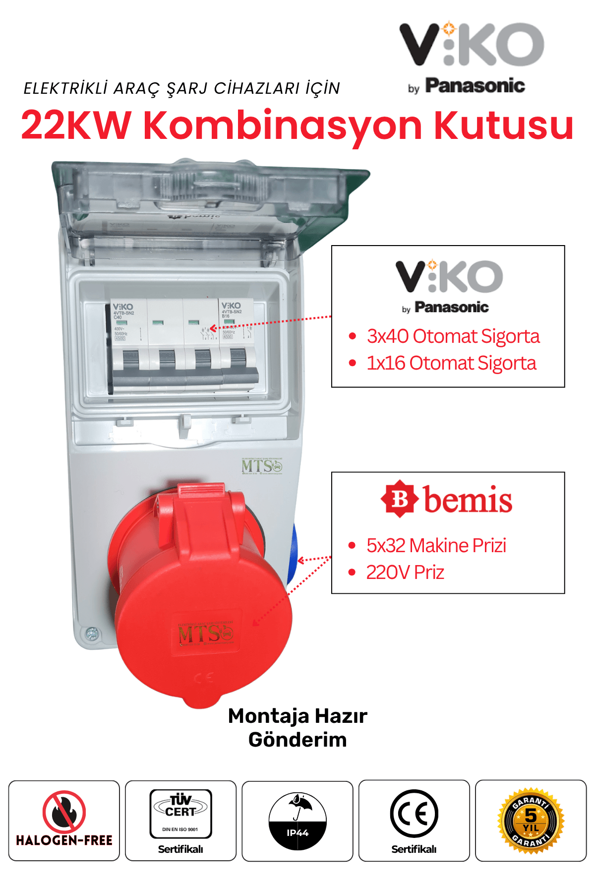 22KW Rölesiz Yanprizli Kombinasyon Viko 3 22KW Viko Kombinasyon Kutusu