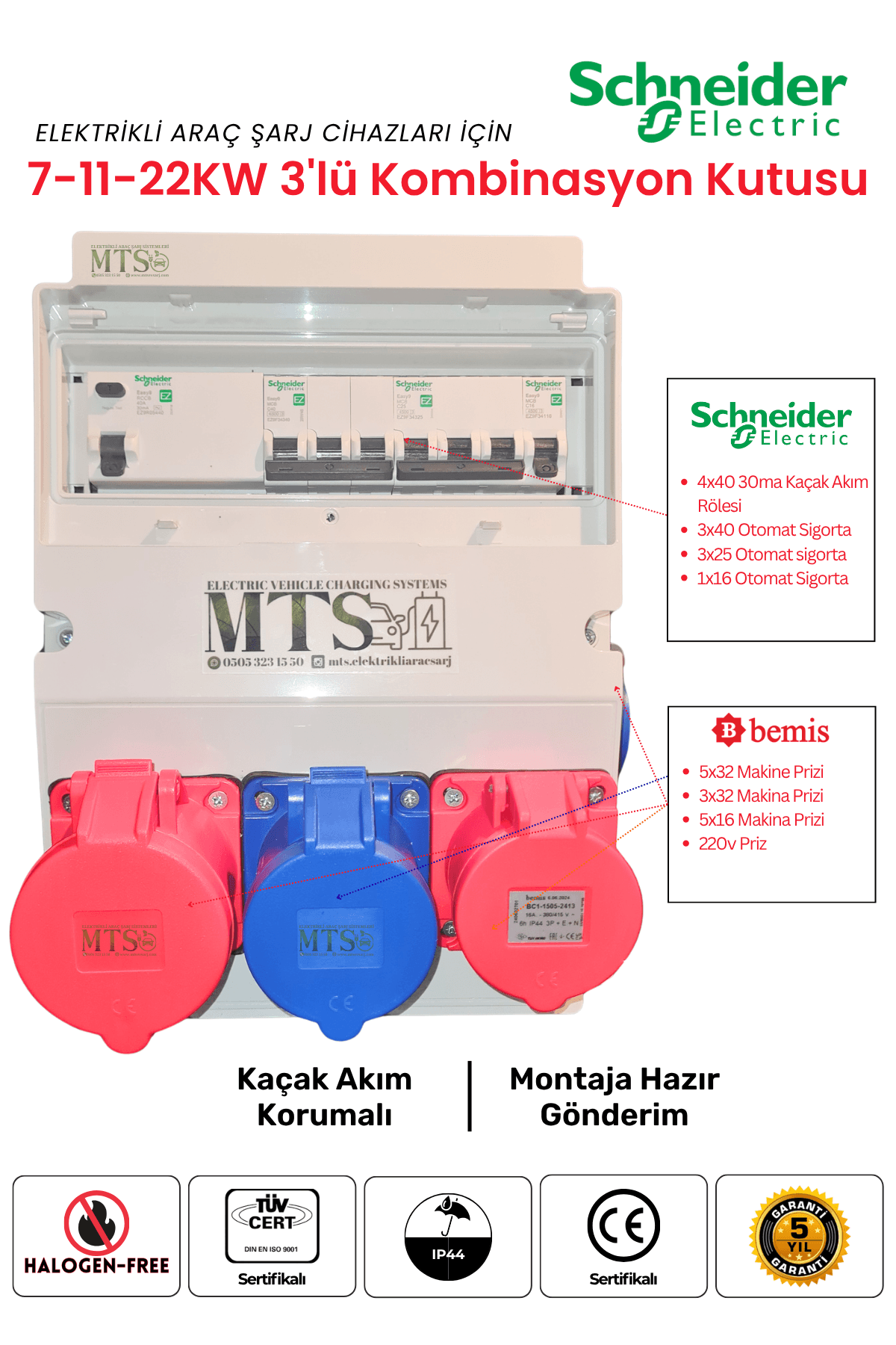 3'lü Kombinasyon Schneider 3 3'lü Schneider Kombinasyon Kutusu 7Kw-11Kw-22Kw