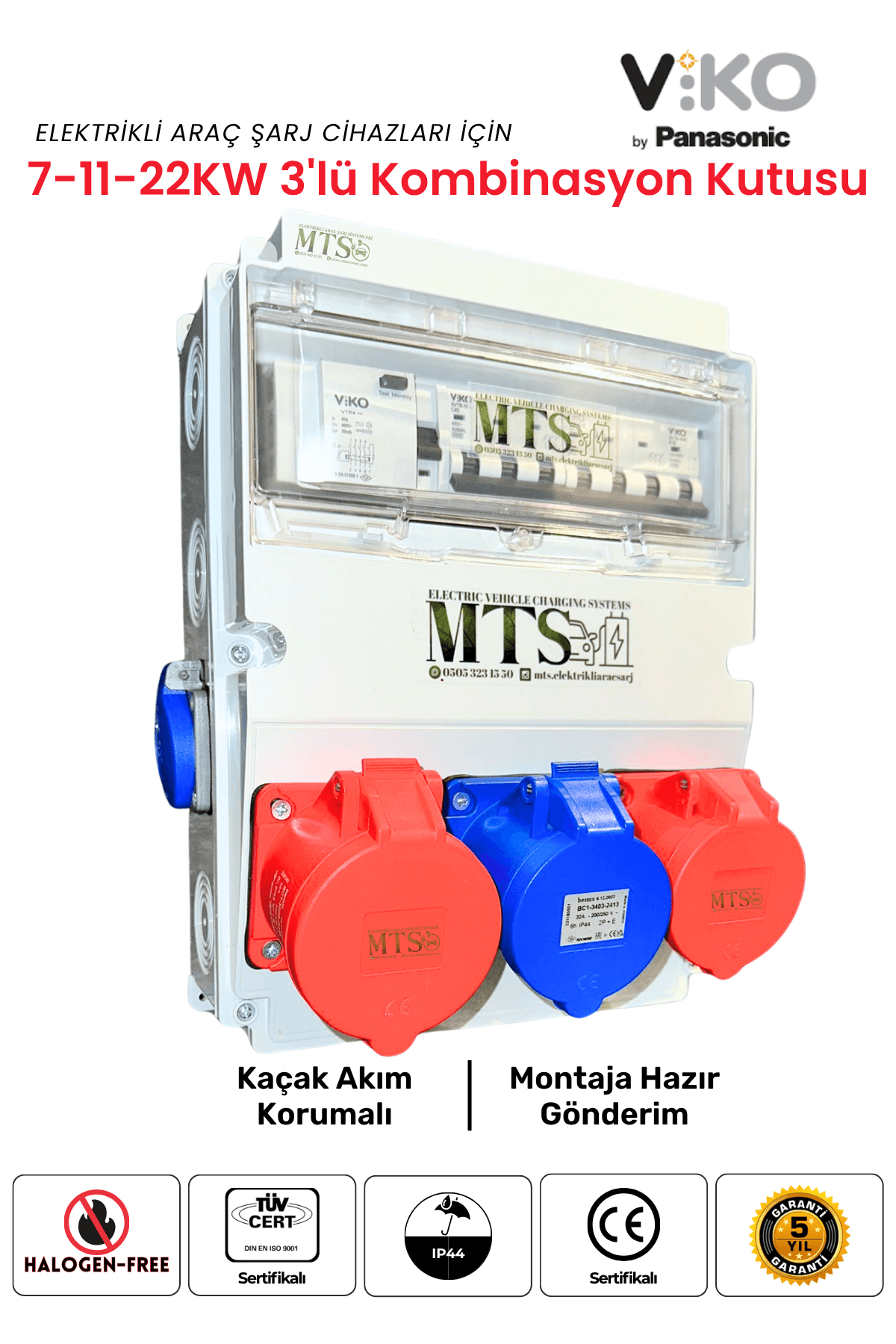 3'lü Kombinasyon Viko 2 3'lü Viko Kombinasyon Kutusu - Elektrikli Araç Şarj Panosu - 7.4Kw-11Kw-22Kw