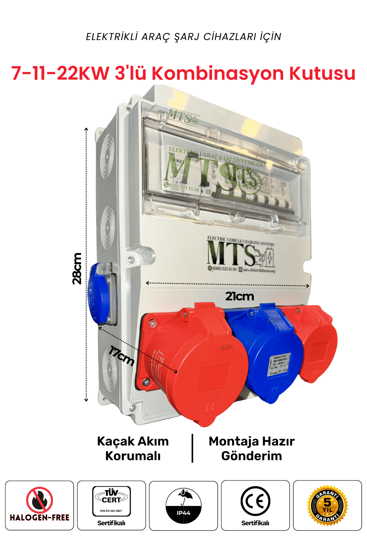 3'lü Kombinasyon Viko 4 3'lü Viko Kombinasyon Kutusu - Elektrikli Araç Şarj Panosu - 7.4Kw-11Kw-22Kw