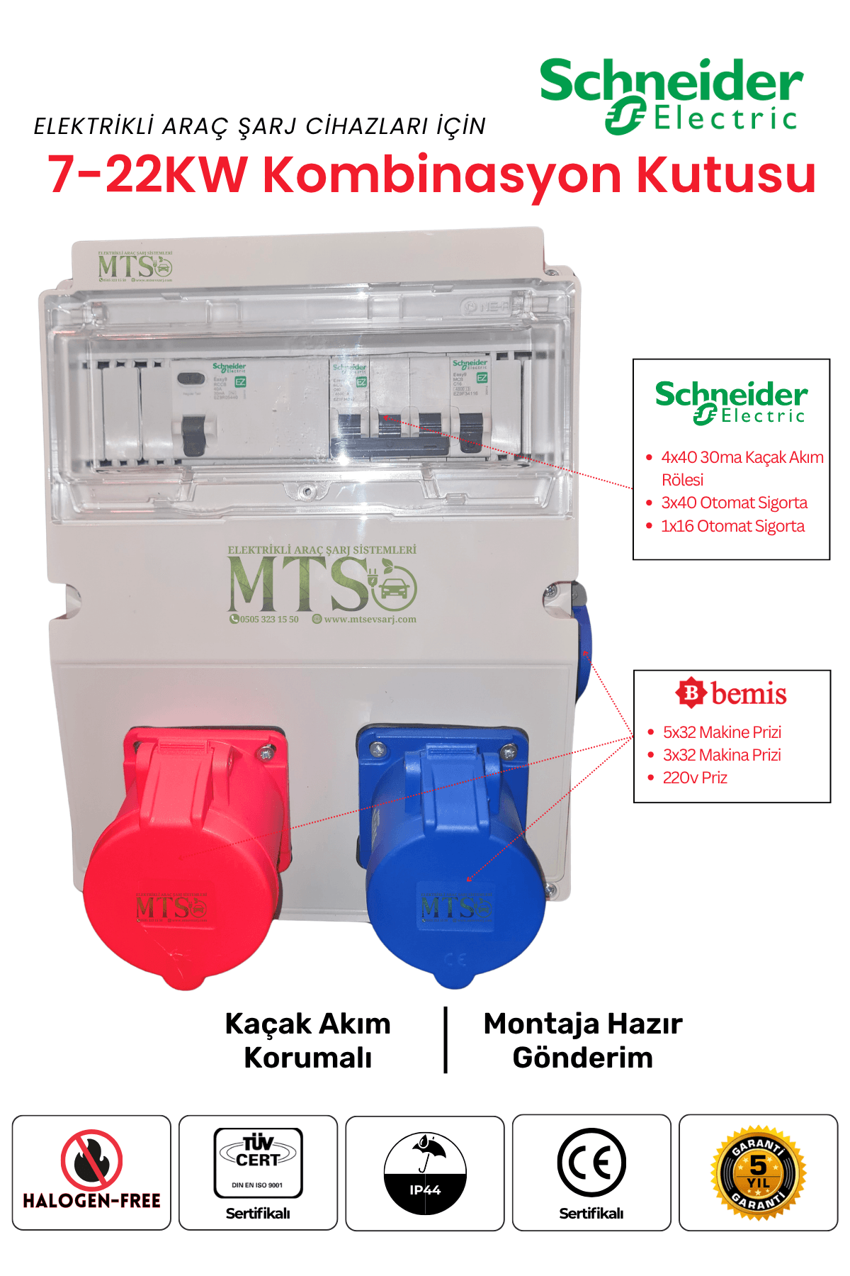 7-22KW Röleli Kombinasyon Schneider 3 2'li Schneider Kombinasyon Kutusu 7.4Kw-22Kw