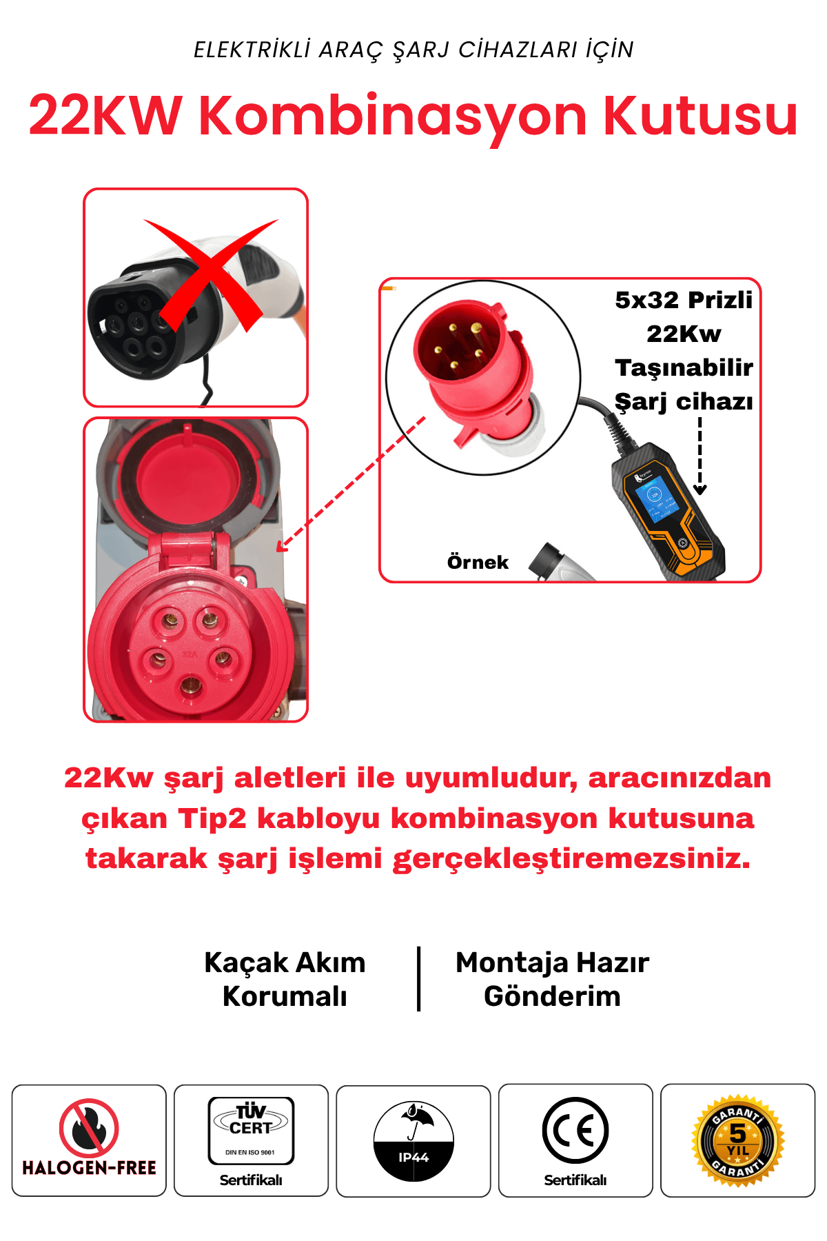 7-22KW Röleli Kombinasyon Viko 5 2'li Viko Kombinasyon Kutusu 7.4Kw-22Kw