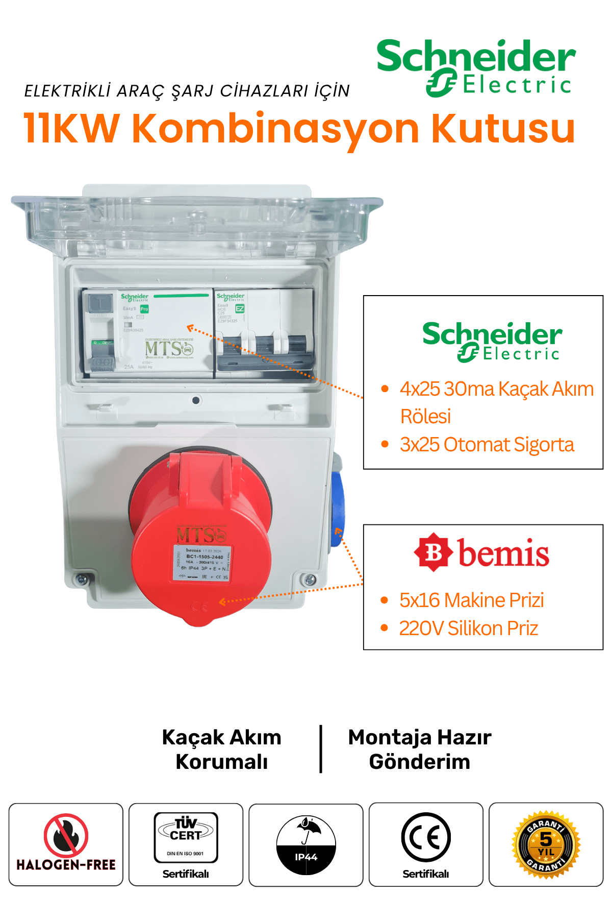 11KW Schneider Kombinasyon Kutusu Kaçak Akım Röleli