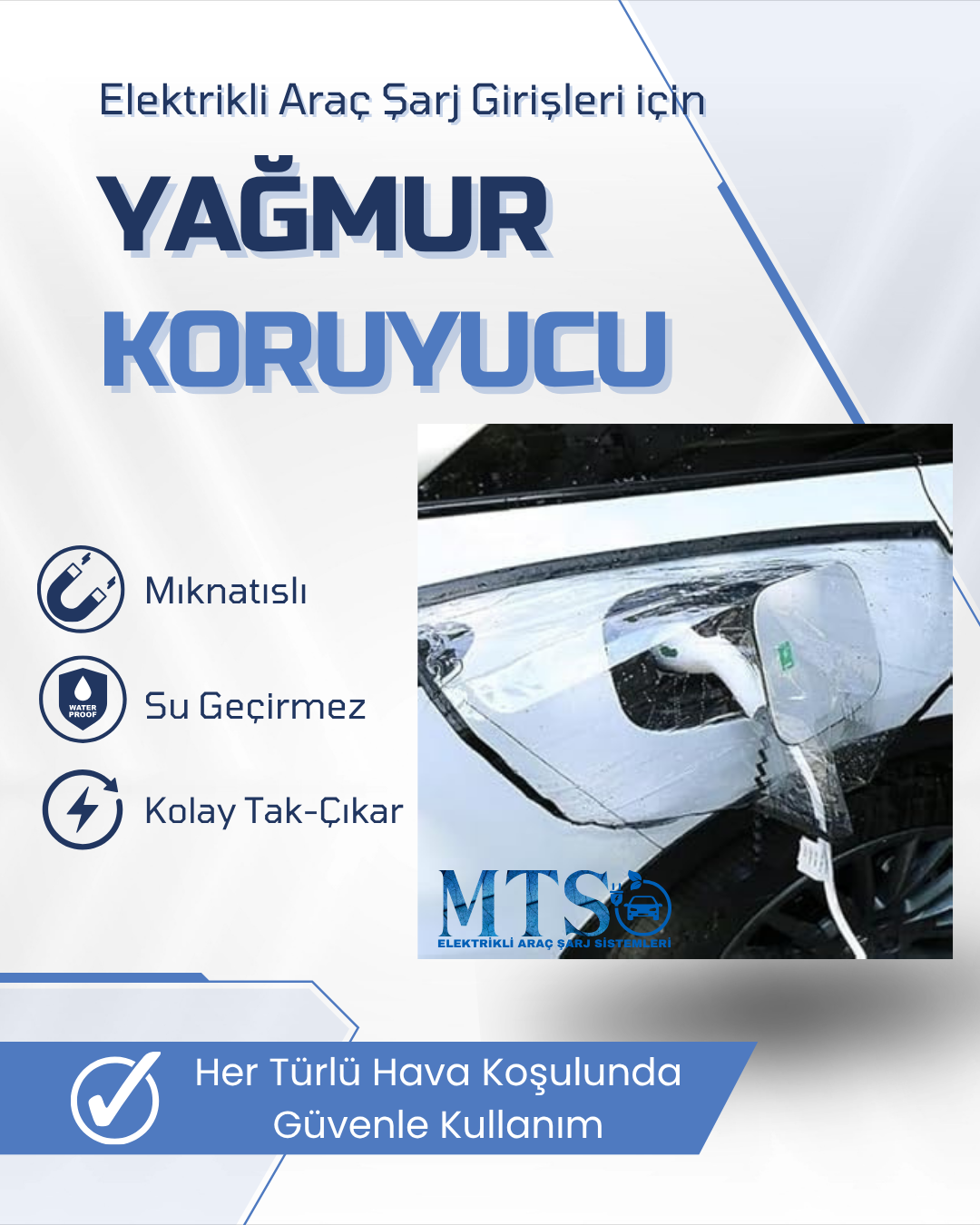 1 Elektrikli Araç Şarj Soketi Yağmur Koruyucu Örtü – Mıknatıslı Su Geçirmez Kılıf