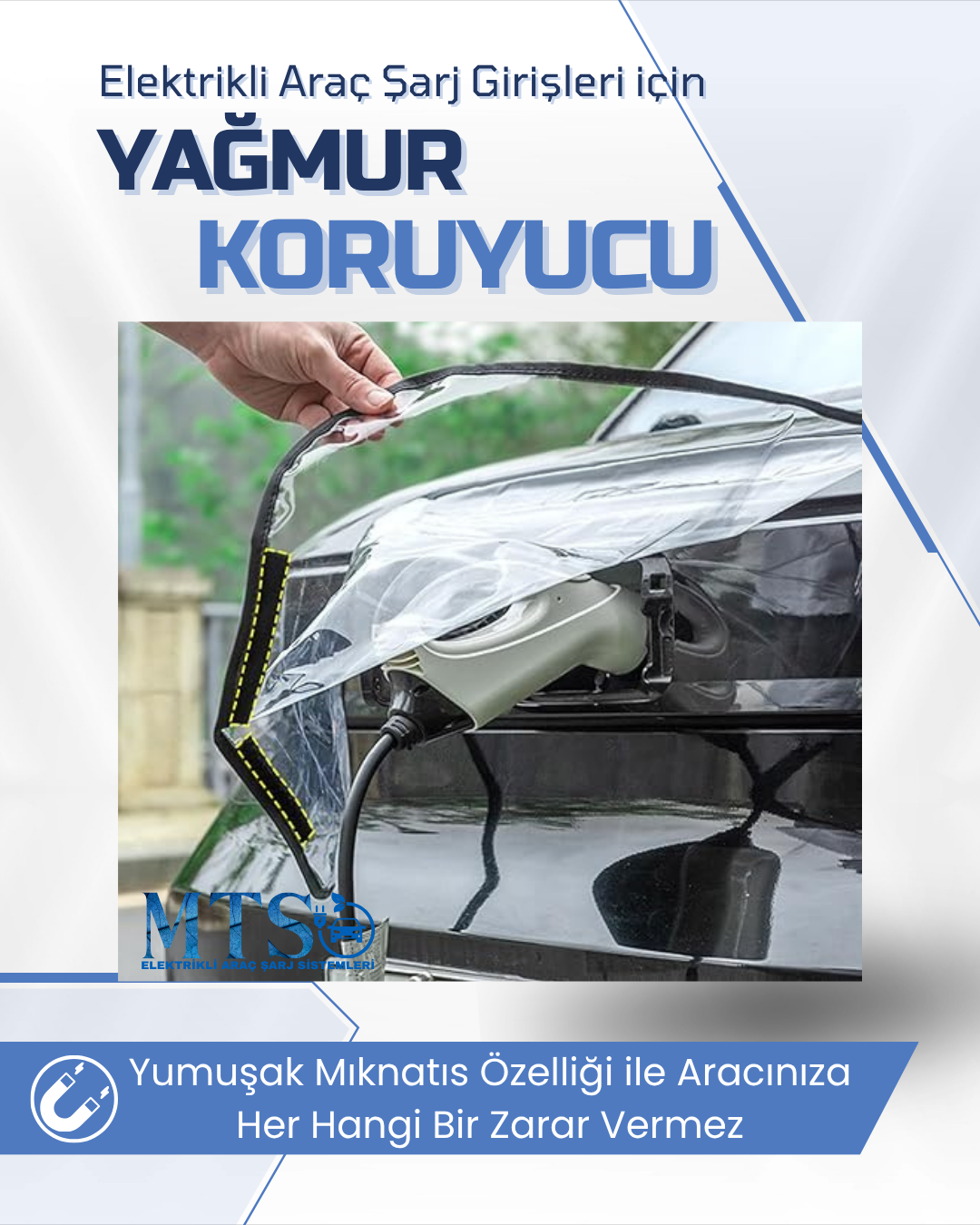 2 Elektrikli Araç Şarj Soketi Yağmur Koruyucu Örtü – Mıknatıslı Su Geçirmez Kılıf